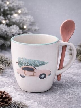 Holiday Car Christmas Tree Mug w/ Spoon By Lauren Conrad